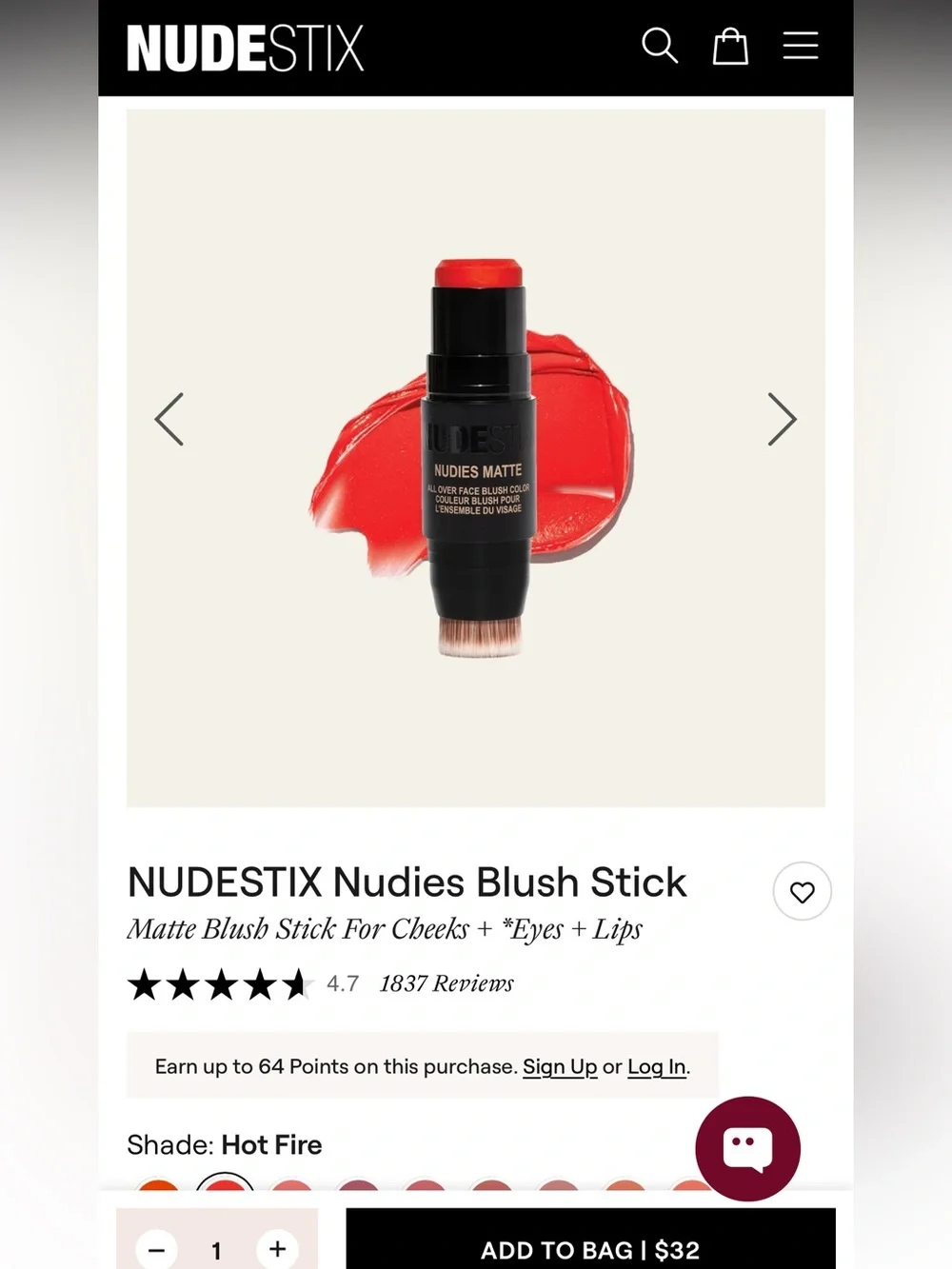NUDESTIX Nudies Matte Blush Stick — Hot Fire Red